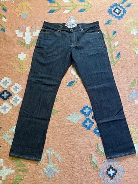 AKOO Men’s Dark Wash Raw Denim Straight Leg Jeans Size 40